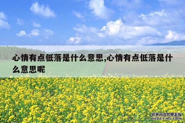 <b>心情有点低落是什么意思,心情有点低落是什么意思呢</b>